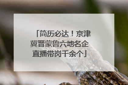 简历必达！京津冀晋蒙鲁六地名企直播带岗千余个