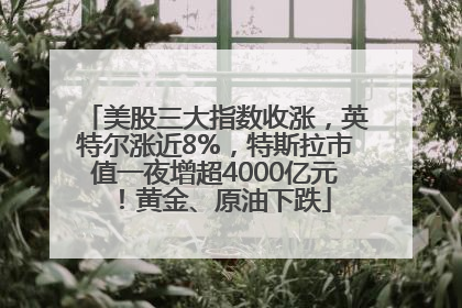 美股三大指数收涨，英特尔涨近8%，特斯拉市值一夜增超4000亿元！黄金、原油下跌