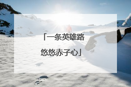一条英雄路 悠悠赤子心