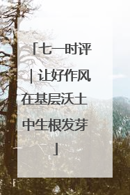 七一时评｜让好作风在基层沃土中生根发芽