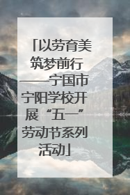 以劳育美 筑梦前行——宁国市宁阳学校开展“五一”劳动节系列活动