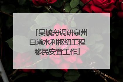 吴毓舟调研泉州白濑水利枢纽工程移民安置工作