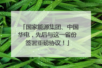 国家能源集团、中国华电，先后与这一省份签署重磅协议！