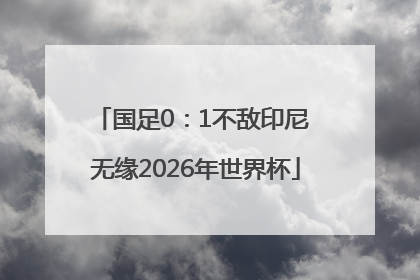 国足0：1不敌印尼 无缘2026年世界杯