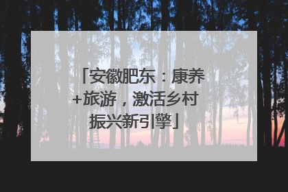 安徽肥东：康养+旅游，激活乡村振兴新引擎