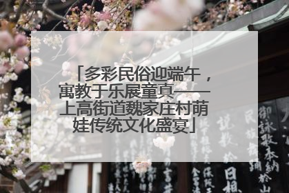 多彩民俗迎端午，寓教于乐展童真——上高街道魏家庄村萌娃传统文化盛宴