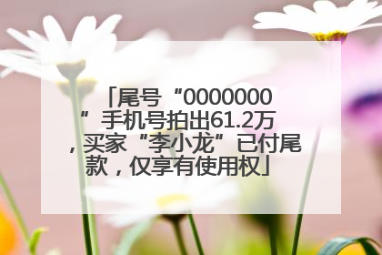 尾号“0000000”手机号拍出61.2万，买家“李小龙”已付尾款，仅享有使用权