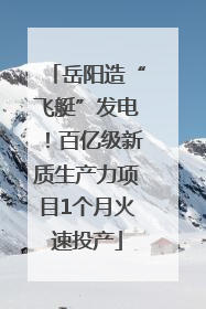 岳阳造“飞艇”发电！百亿级新质生产力项目1个月火速投产