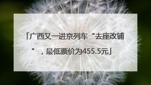 广西又一进京列车“去座改铺”，最低票价为455.5元