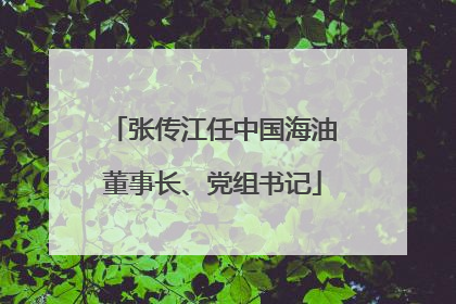 张传江任中国海油董事长、党组书记