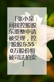 张小泉：间接控股股东重整申请被受理，控股股东550万股份将被司法拍卖