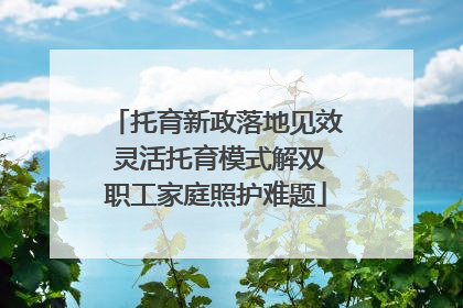 托育新政落地见效 灵活托育模式解双职工家庭照护难题