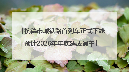 杭德市域铁路首列车正式下线 预计2026年年底建成通车
