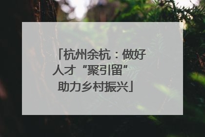 杭州余杭：做好人才“聚引留” 助力乡村振兴