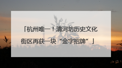 杭州唯一！清河坊历史文化街区再获一块“金字招牌”