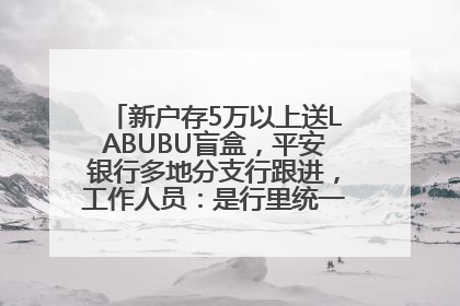 新户存5万以上送LABUBU盲盒，平安银行多地分支行跟进，工作人员：是行里统一的，进货渠道不清楚