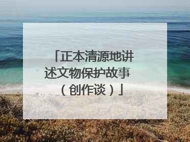 正本清源地讲述文物保护故事（创作谈）