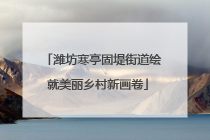 潍坊寒亭固堤街道绘就美丽乡村新画卷