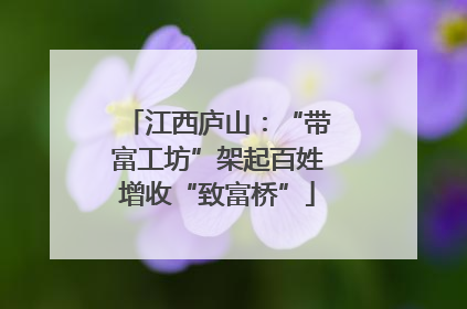 江西庐山：“带富工坊”架起百姓增收“致富桥”
