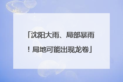 沈阳大雨、局部暴雨！局地可能出现龙卷