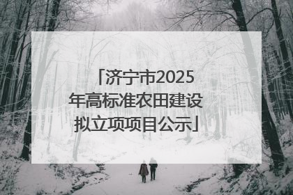 济宁市2025年高标准农田建设拟立项项目公示