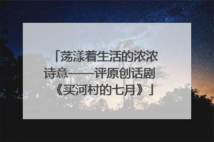 荡漾着生活的浓浓诗意——评原创话剧《买河村的七月》