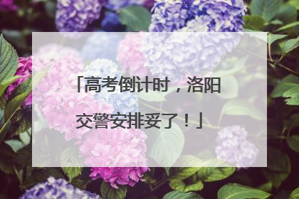 高考倒计时，洛阳交警安排妥了！