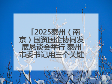 2025泰州（南京）国资国企协同发展恳谈会举行 泰州市委书记用三个关键词推介泰州