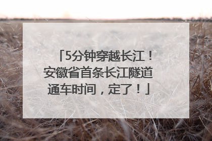 5分钟穿越长江！安徽省首条长江隧道通车时间，定了！