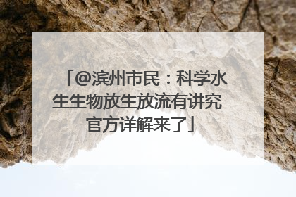 @滨州市民：科学水生生物放生放流有讲究 官方详解来了